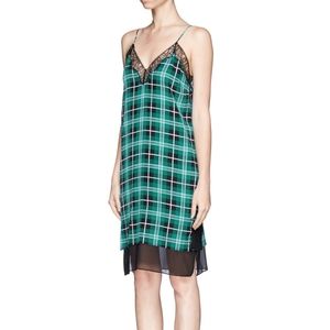 Sandro Silk Lace Green Check Dress
